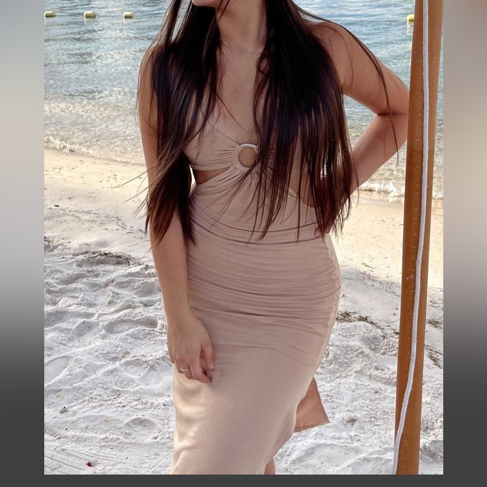 Nude cutout dress with slit forever 21